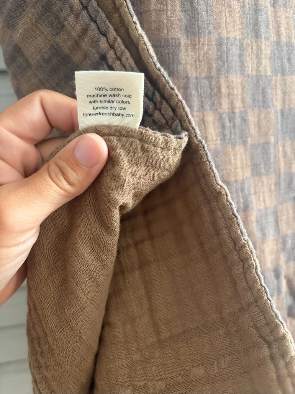 Faded Brown Check Muslin Quilt - Soft Baby Bedding